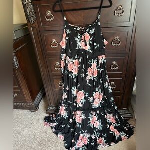 Torrid 2 Black Pink Floral Summer Maxi Dress